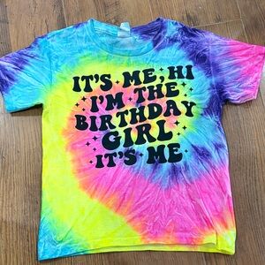 Colorful Tie-Dye Birthday Girl Kids Shirt
